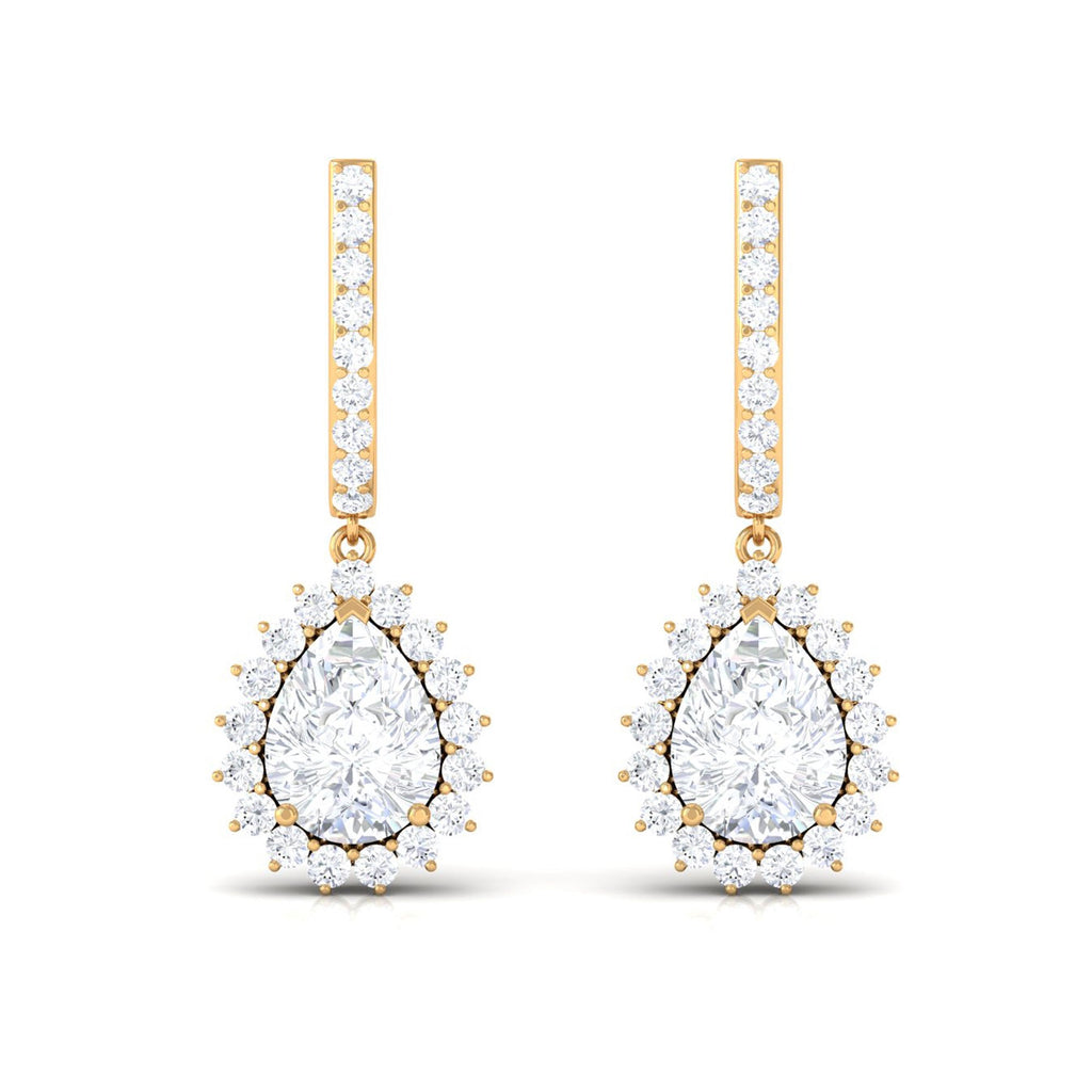 Certified Zircon Teardrop Bridal Hoop Drop Earrings