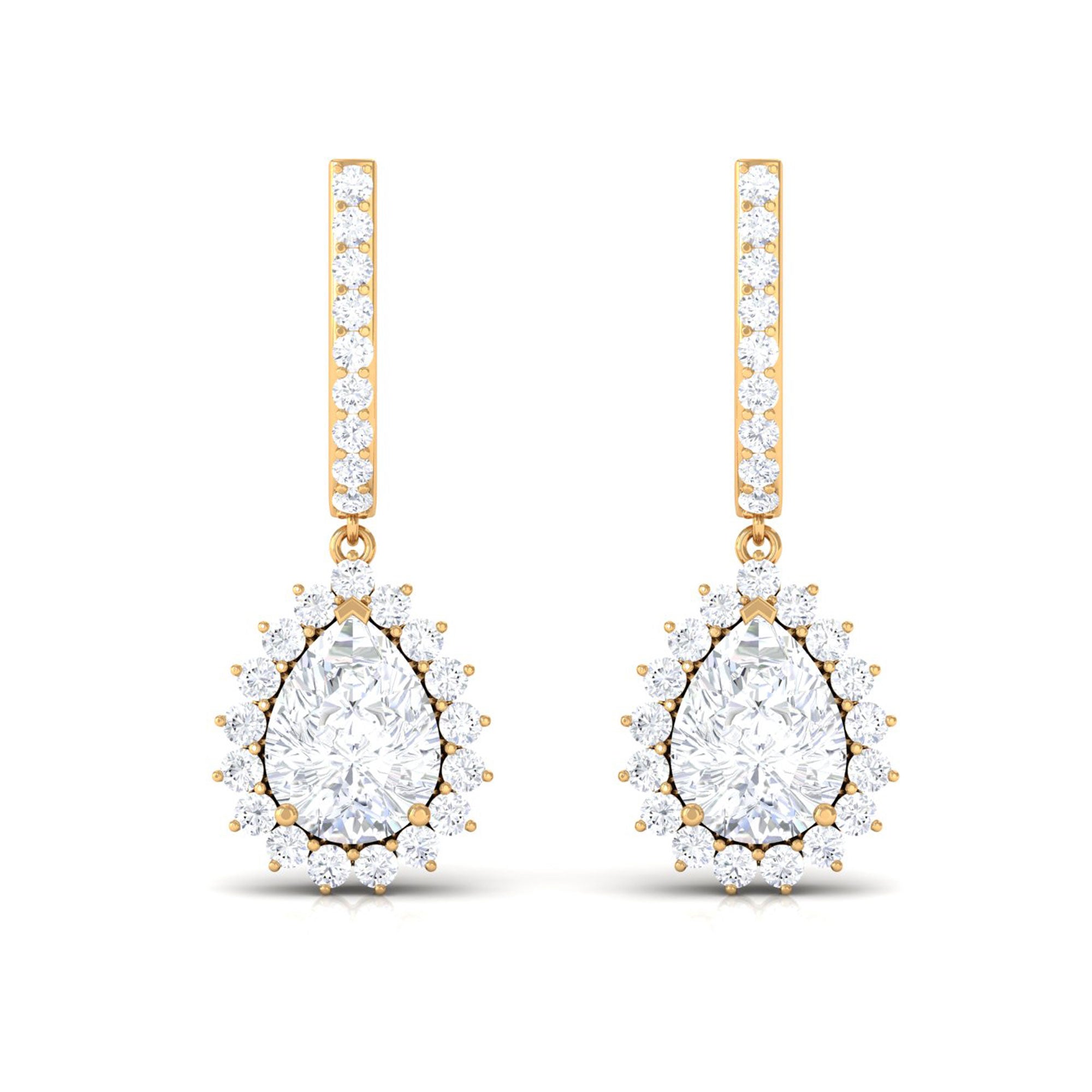 Certified Zircon Teardrop Bridal Hoop Drop Earrings