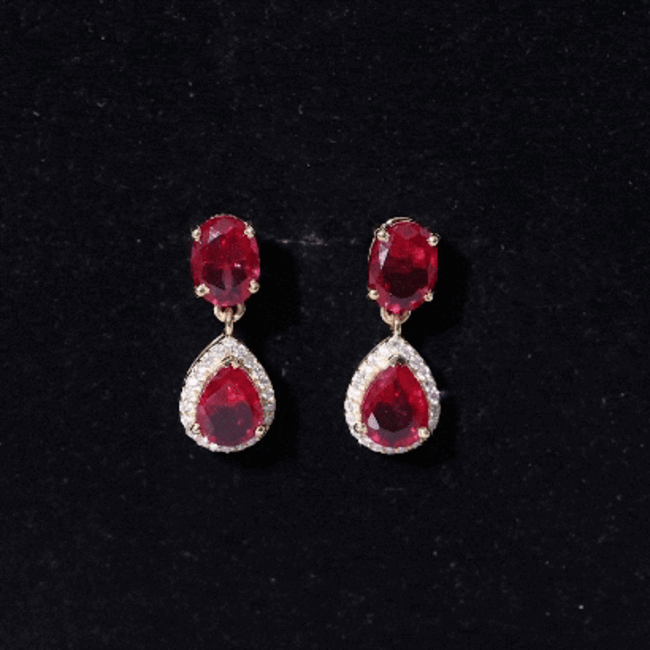 4.5 CT Created Ruby and Diamond Dangle Drop Earrings