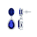 5 Carat Lab Grown Blue Sapphire Teardrop Earrings with Certificate