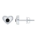 Gypsy Set Round Shape Black Spinel and Gold Heart Stud Earrings For Women