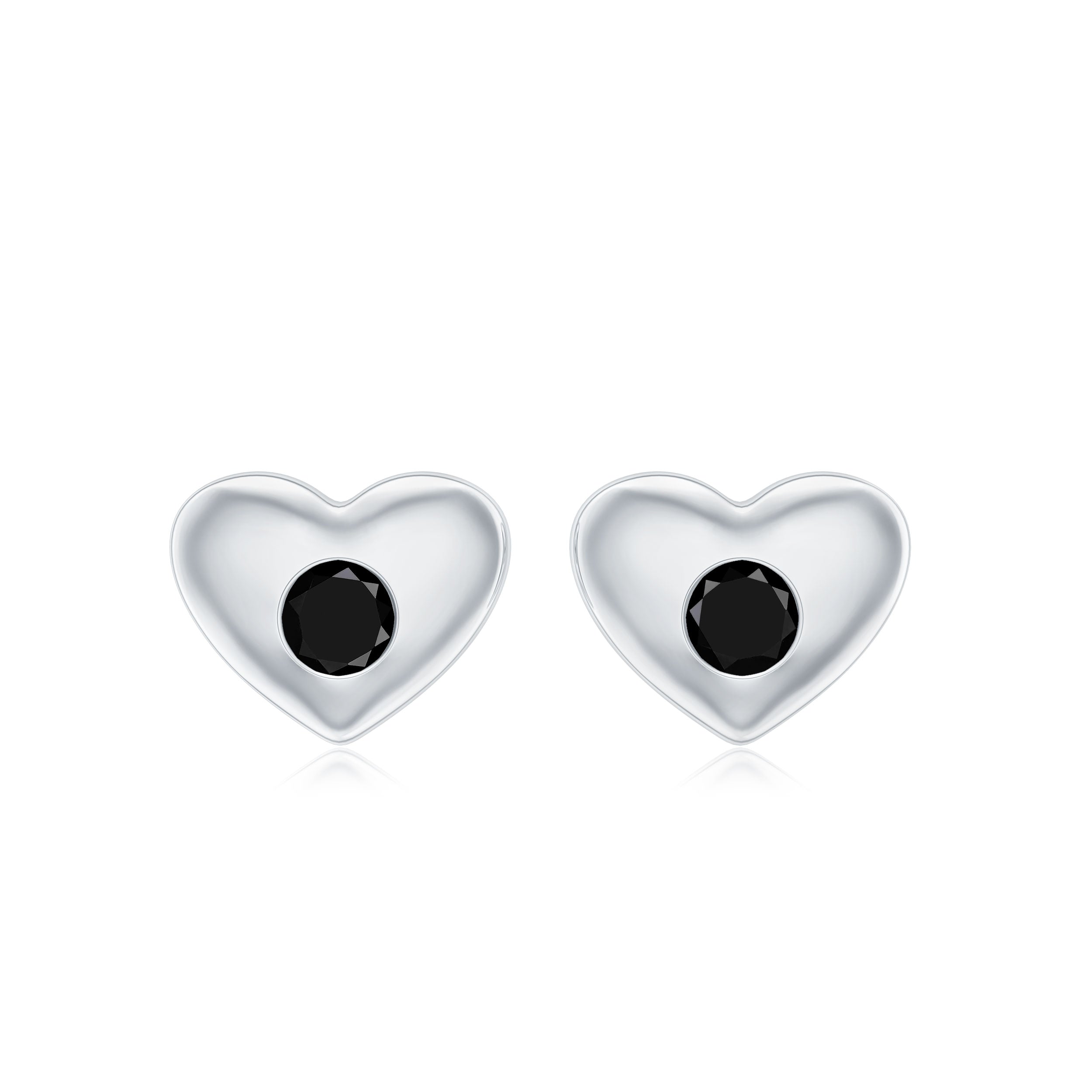 Gypsy Set Round Shape Black Spinel and Gold Heart Stud Earrings For Women