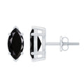 Genuine Black Onyx Marquise Stud Earrings with Certificate