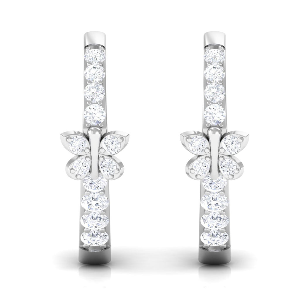 Certified Diamond Butterfly Hoop Earrings