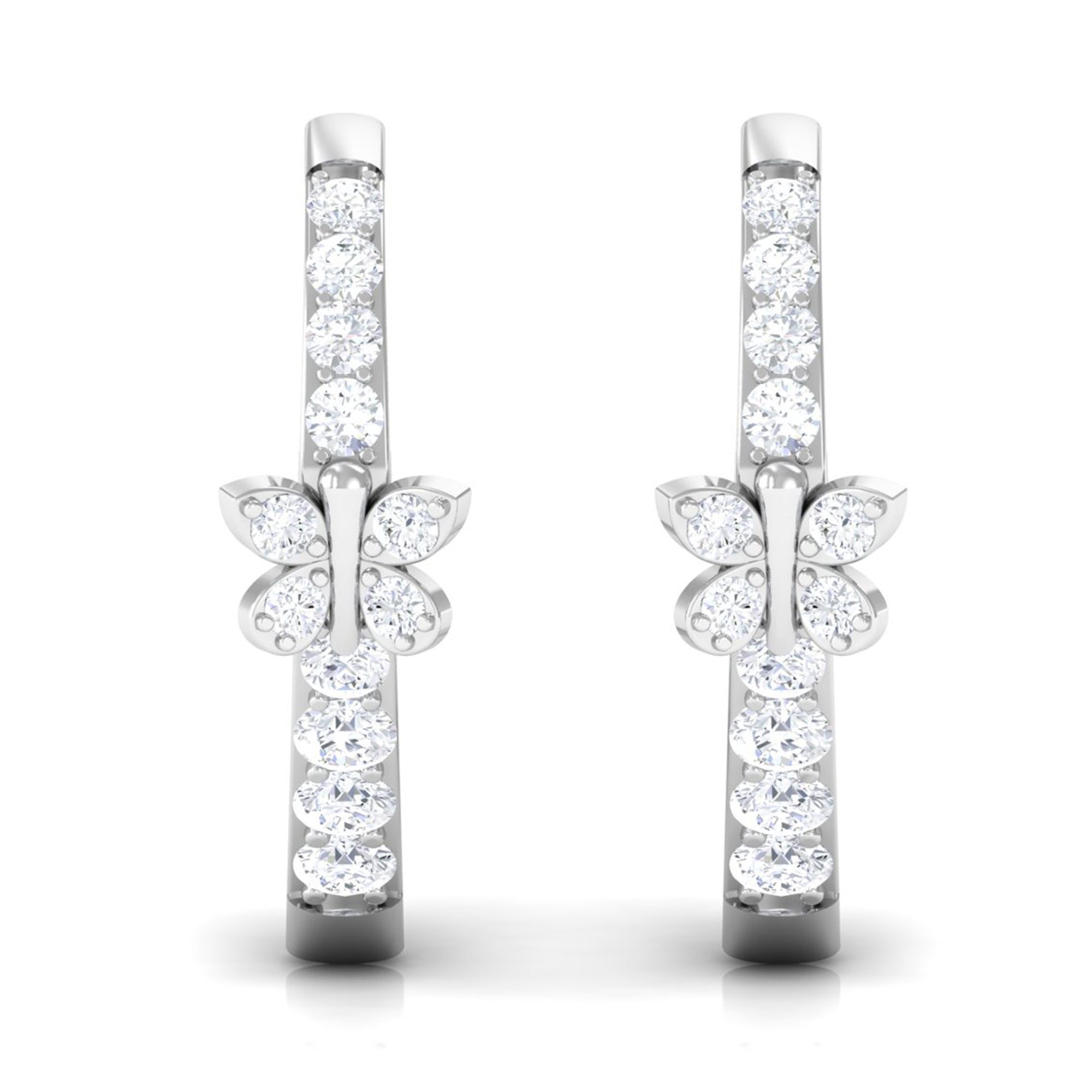Certified Diamond Butterfly Hoop Earrings