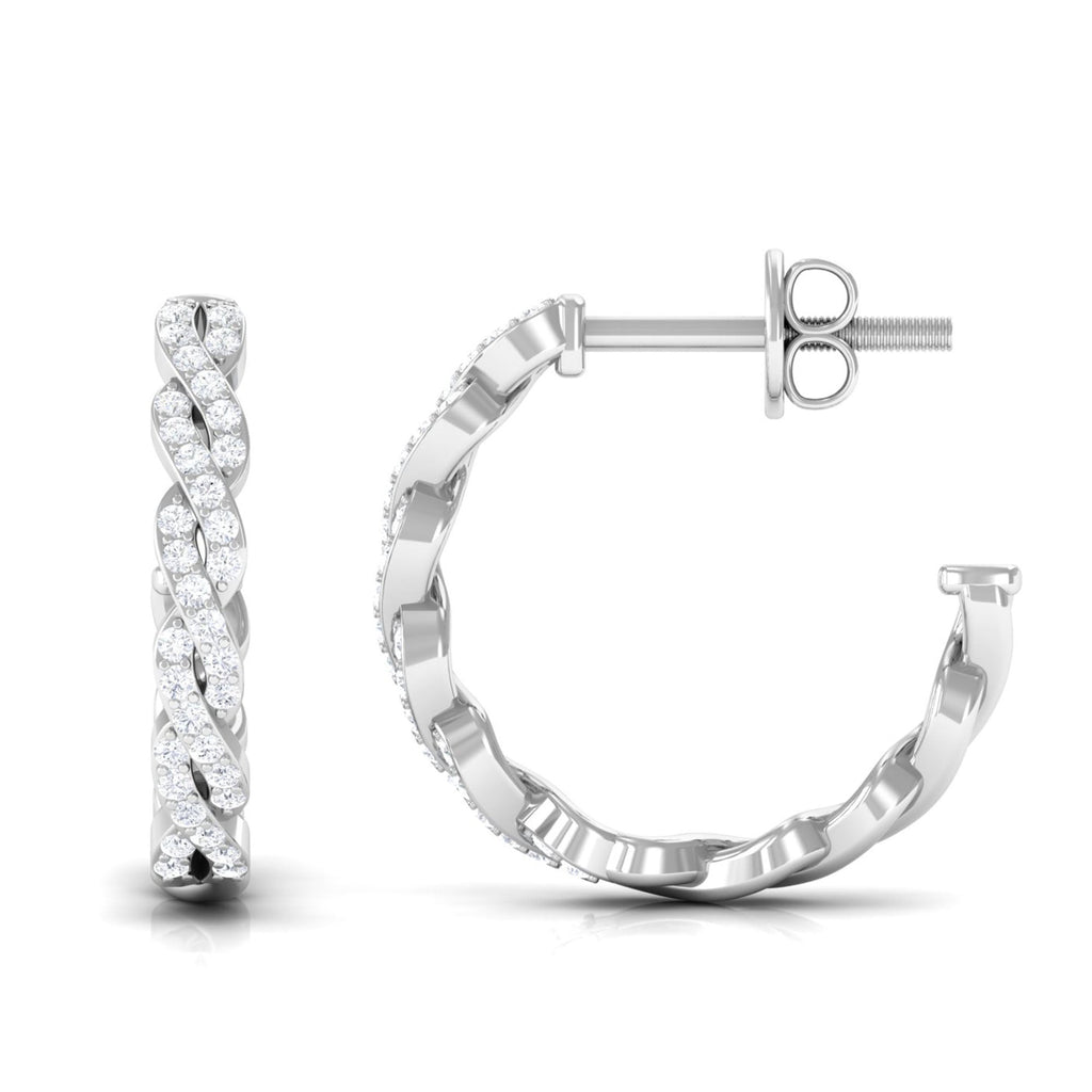 Natural Diamond Infinity Hoop Earrings with Authenticity Certificate