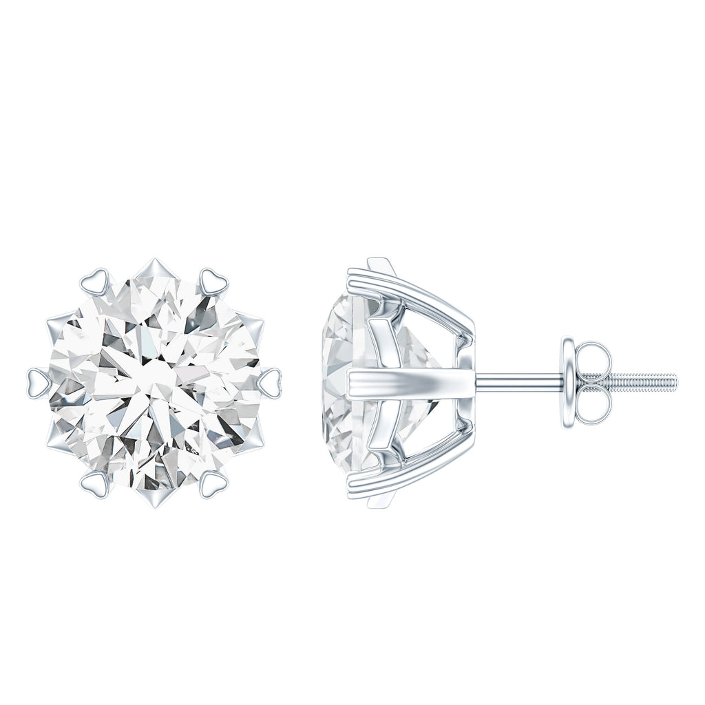 Round 2.7 Carat Moissanite Solitaire Stud Earrings in Sterling Silver