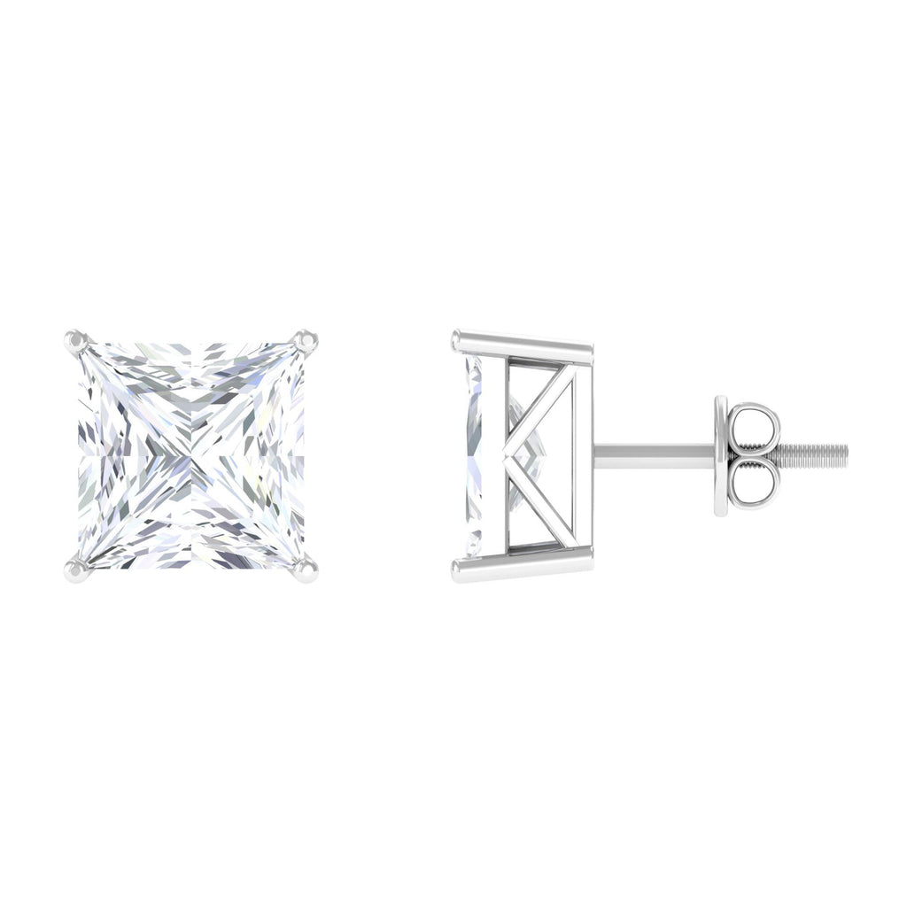 7 MM Princess Cut Solitaire Moissanite Stud Earrings