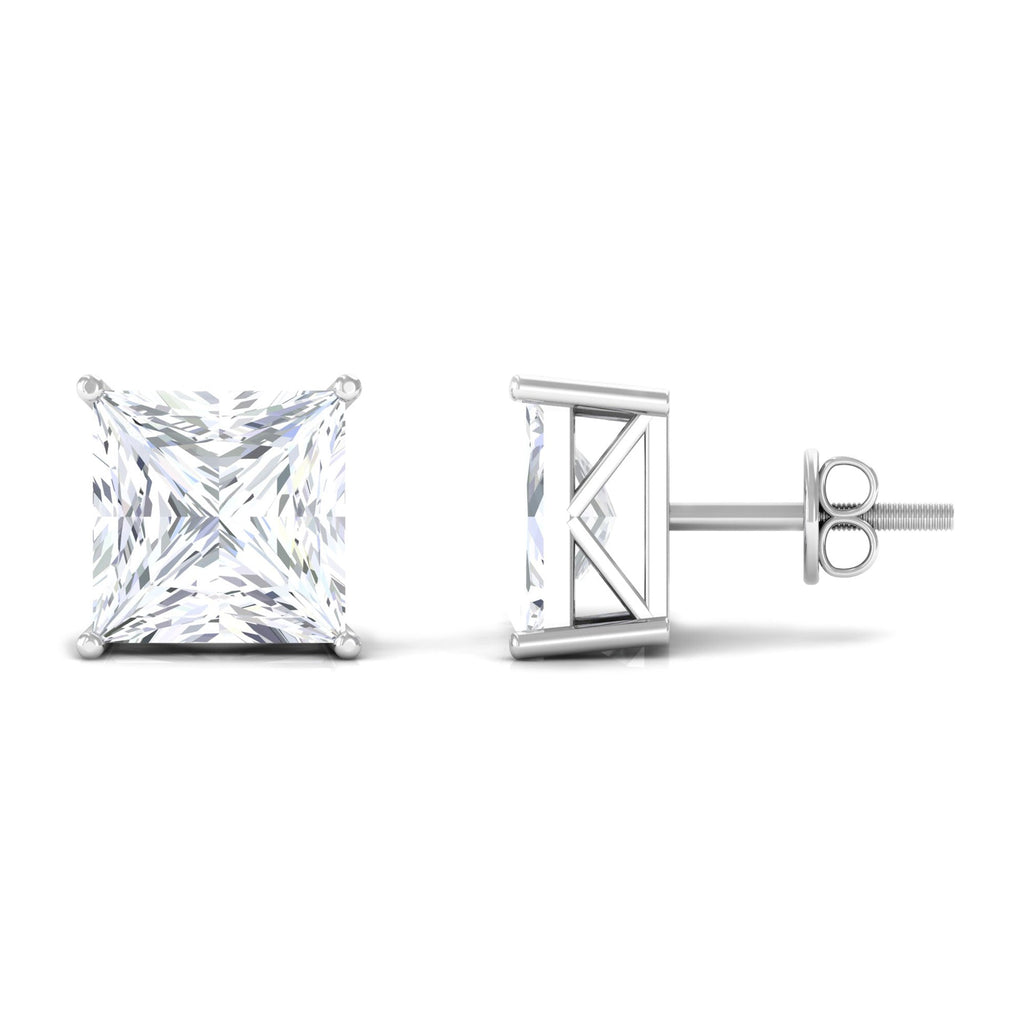 7 MM Princess Cut Solitaire Moissanite Stud Earrings
