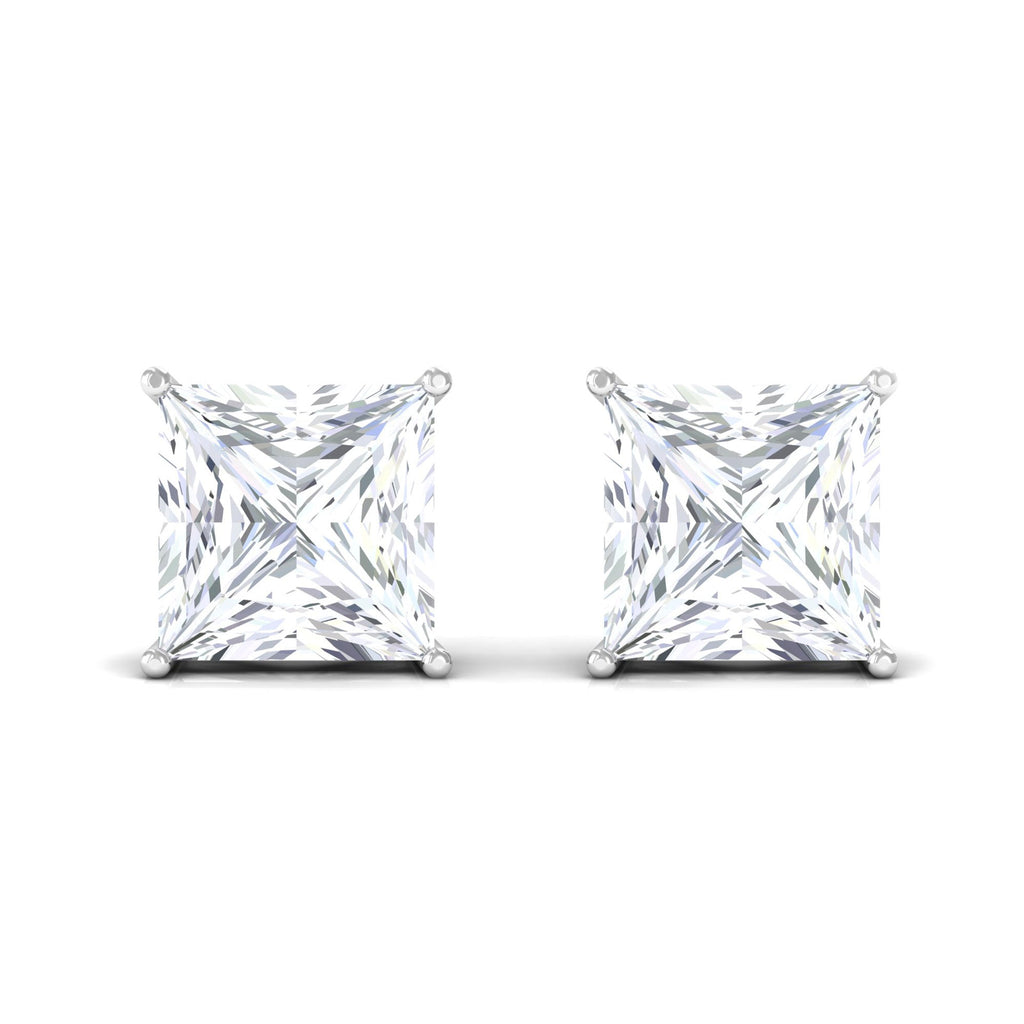 7 MM Princess Cut Solitaire Moissanite Stud Earrings