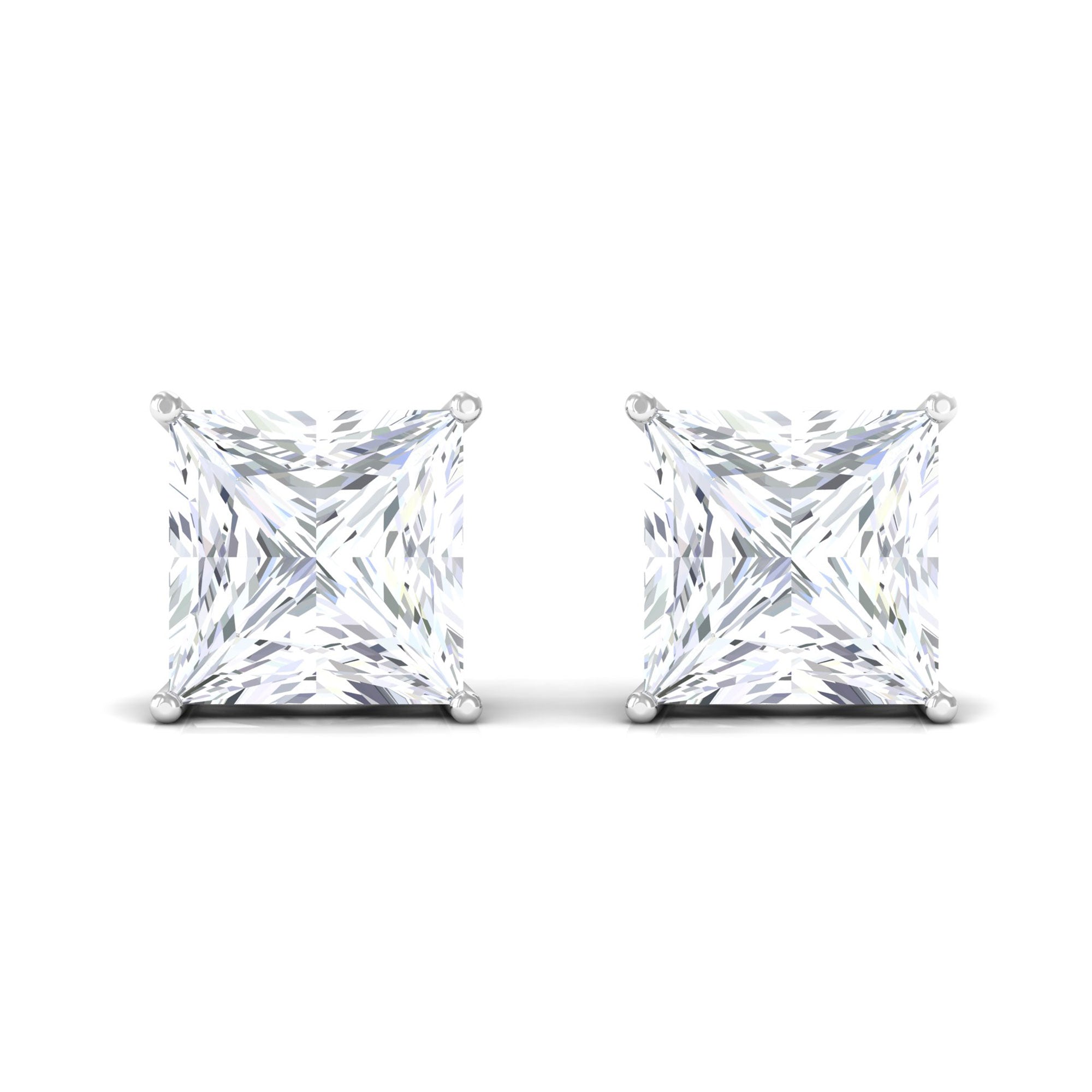 7 MM Princess Cut Solitaire Moissanite Stud Earrings