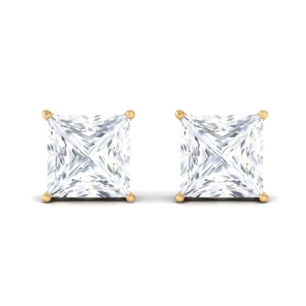 7 MM Princess Cut Solitaire Moissanite Stud Earrings
