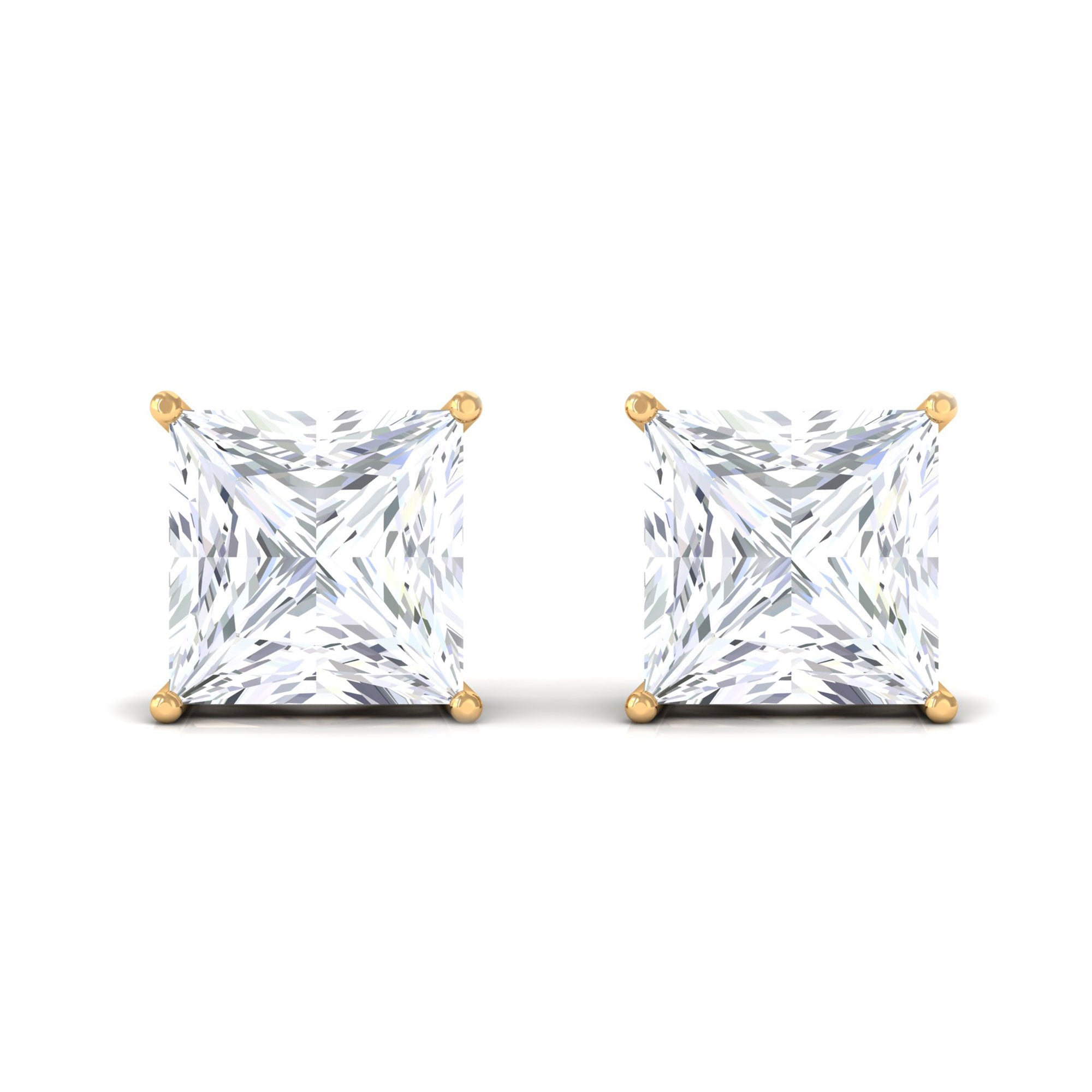 7 MM Princess Cut Solitaire Moissanite Stud Earrings