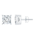 6MM Solitaire Princess Cut Moissanite Stud Earrings
