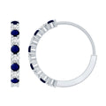 Genuine Blue Sapphire Hoop Earrings with Certificate
