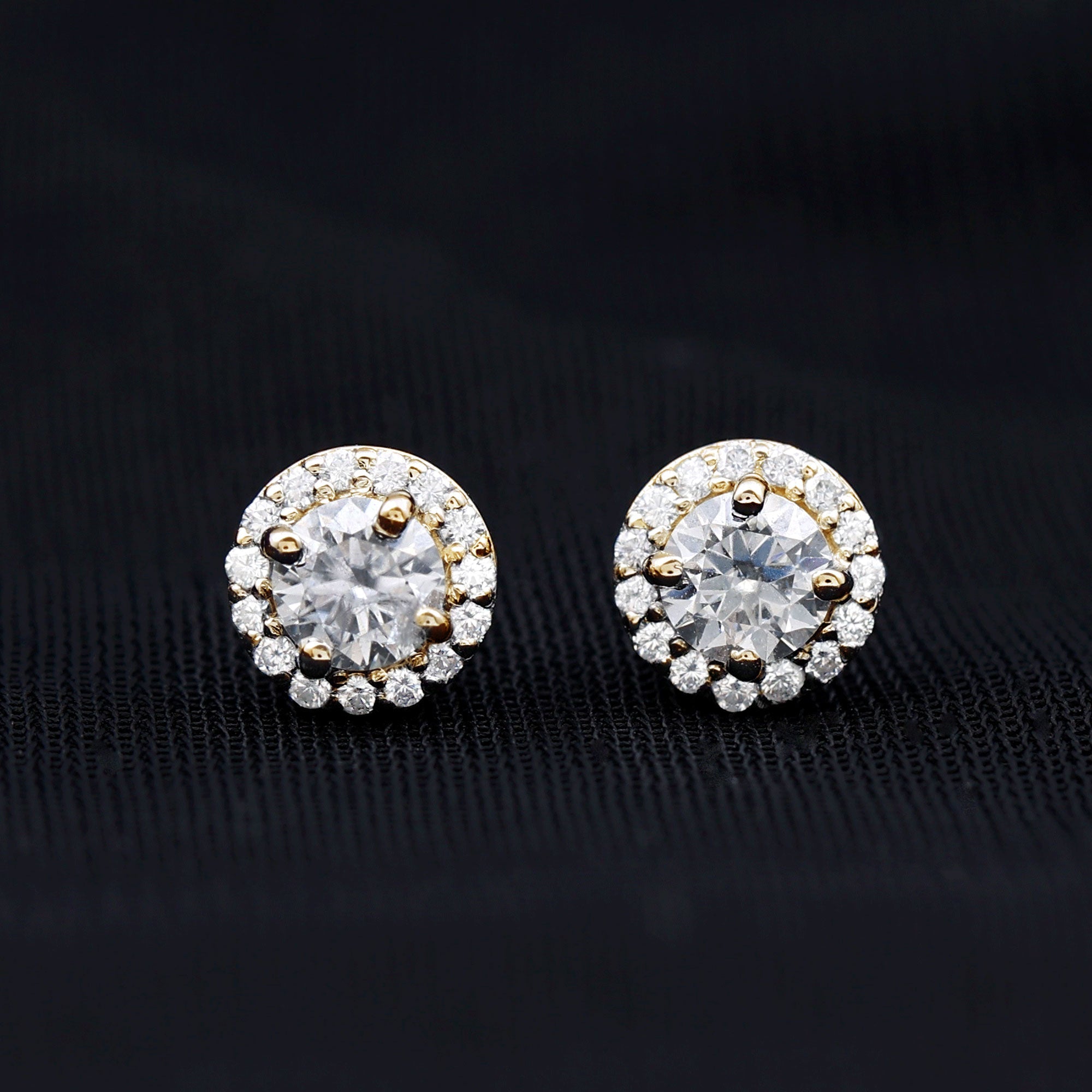Certified Round Moissanite Halo Stud Earrings