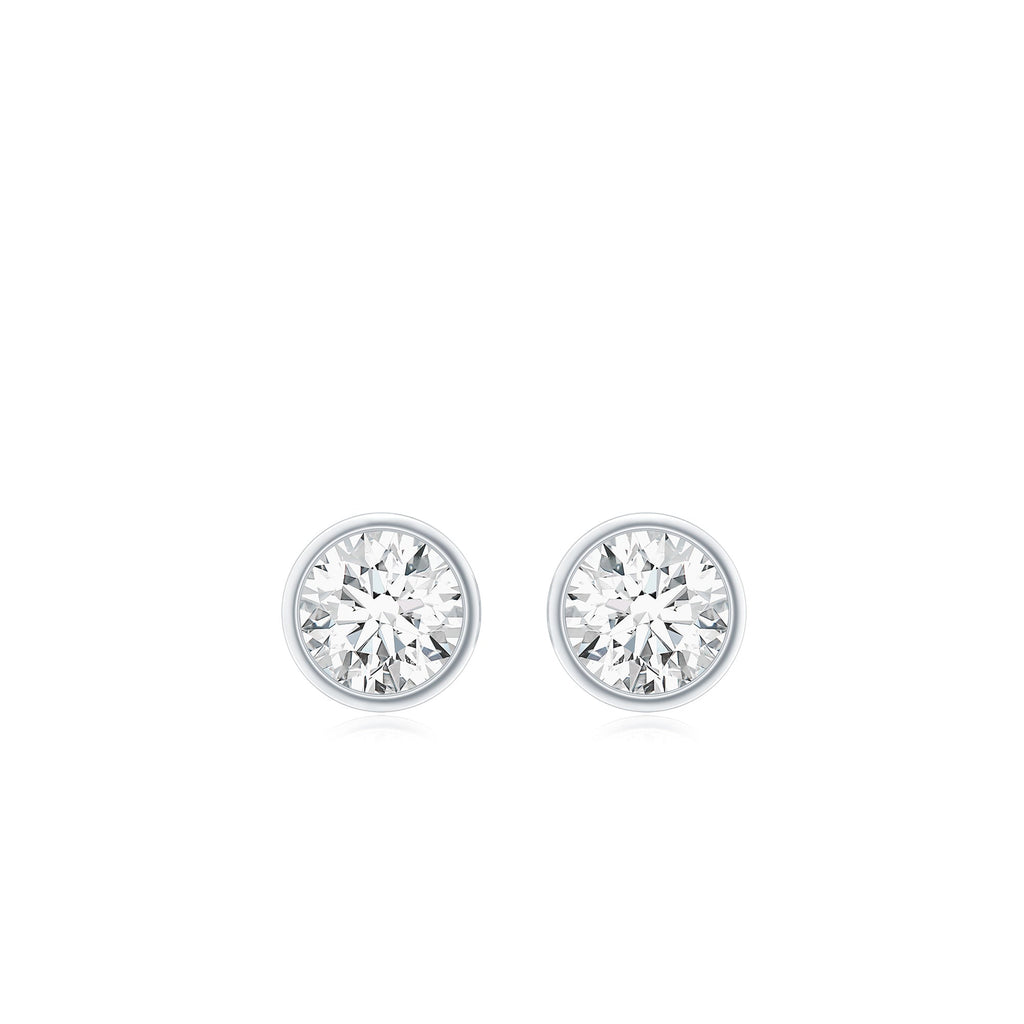 Dainty Solitaire Moissanite Stud Earrings in Bezel Setting