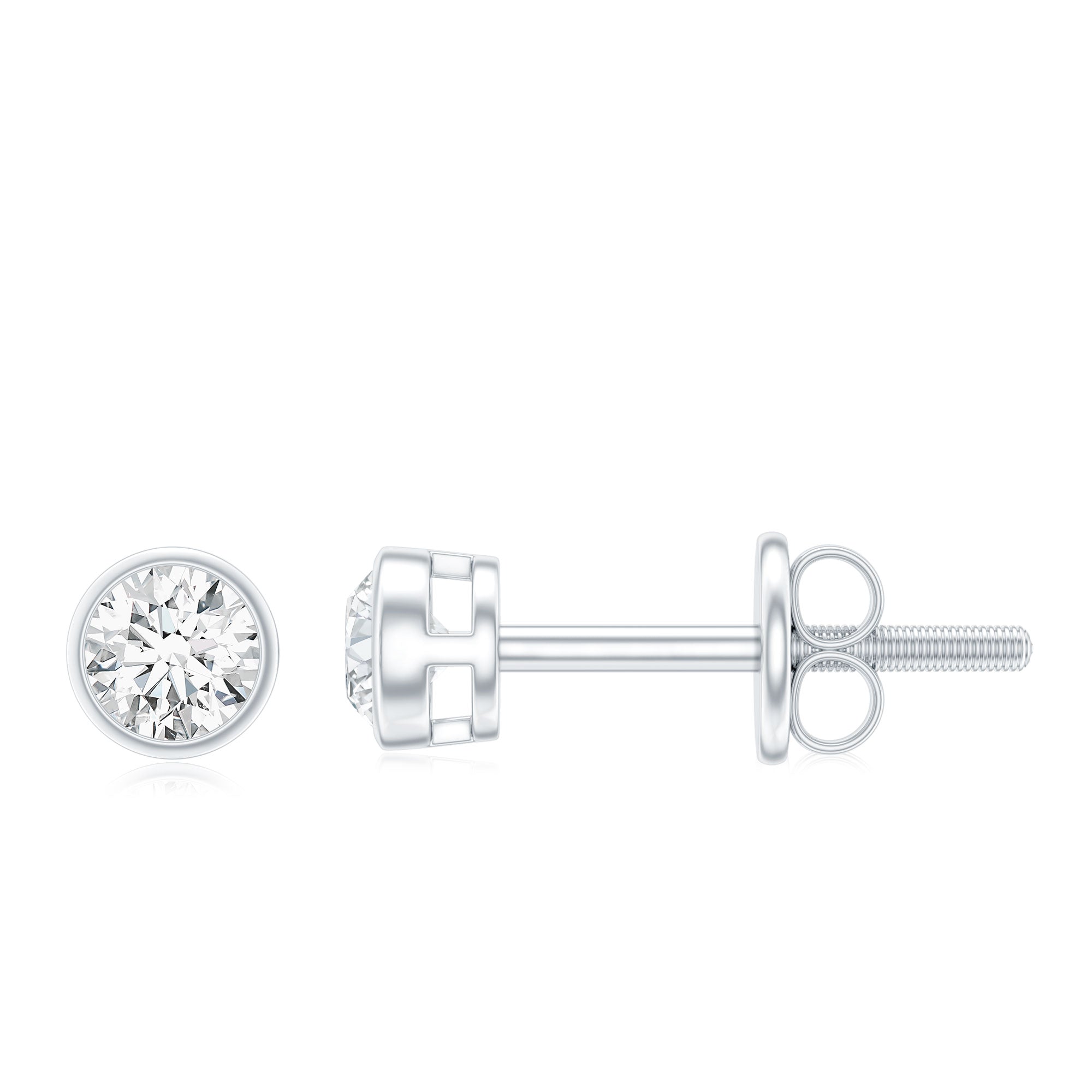 Dainty Solitaire Moissanite Stud Earrings in Bezel Setting