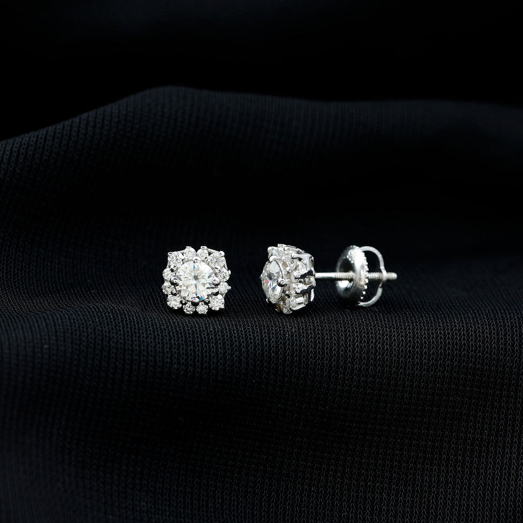 Classic Moissanite Stud Earrings with Halo