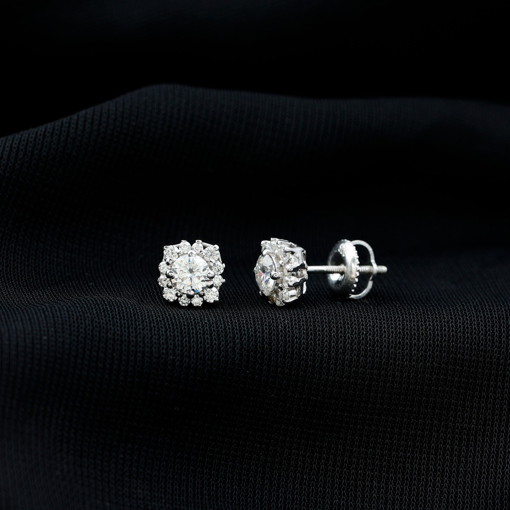 Classic Moissanite Stud Earrings with Halo