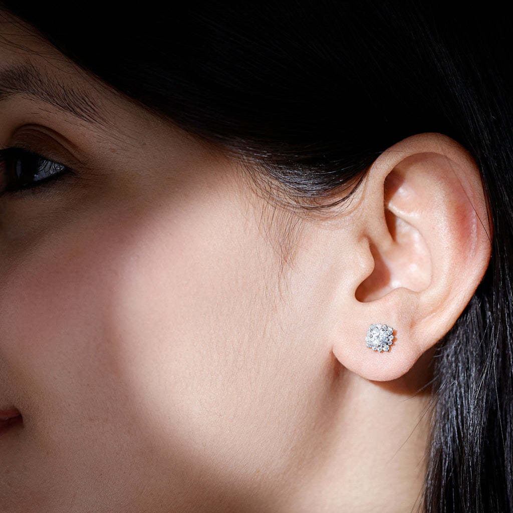 Classic Moissanite Stud Earrings with Halo
