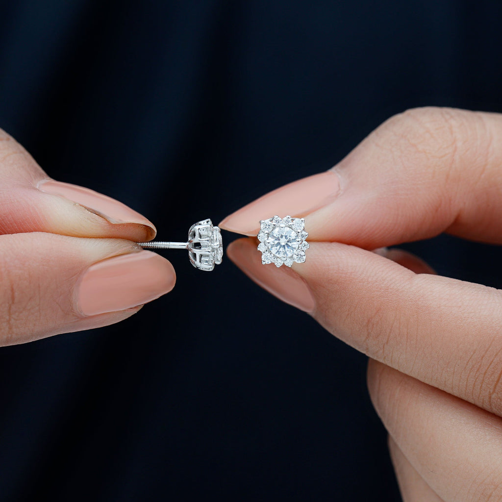 Classic Moissanite Stud Earrings with Halo