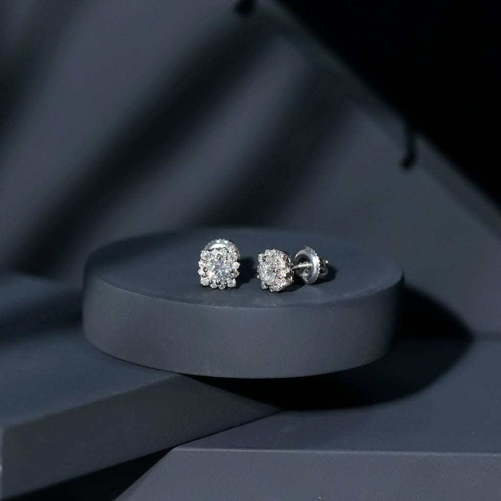 Classic Moissanite Stud Earrings with Halo