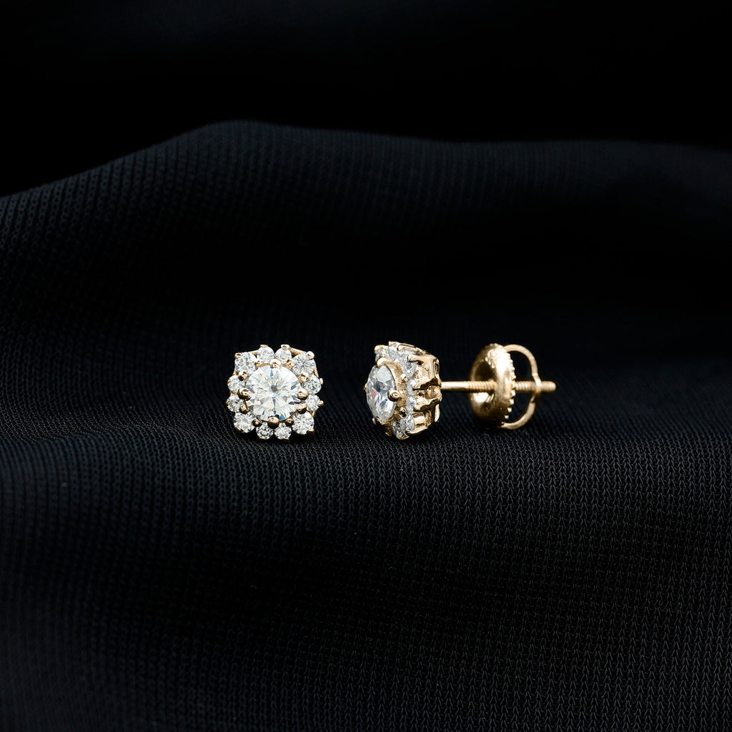 Classic Moissanite Stud Earrings with Halo