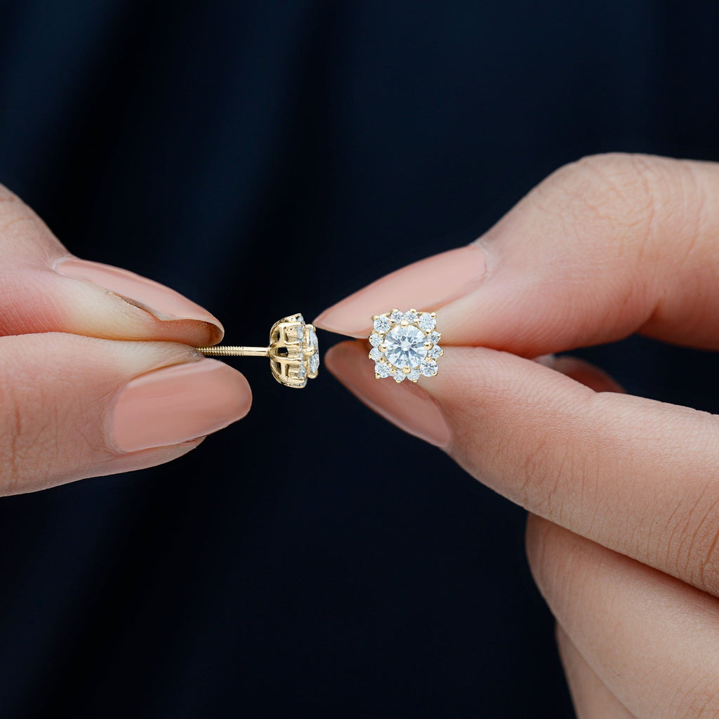 Classic Moissanite Stud Earrings with Halo