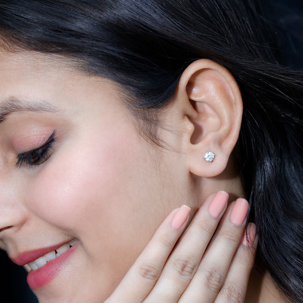 5 MM Round Moissanite Solitaire Screw Back Stud Earrings