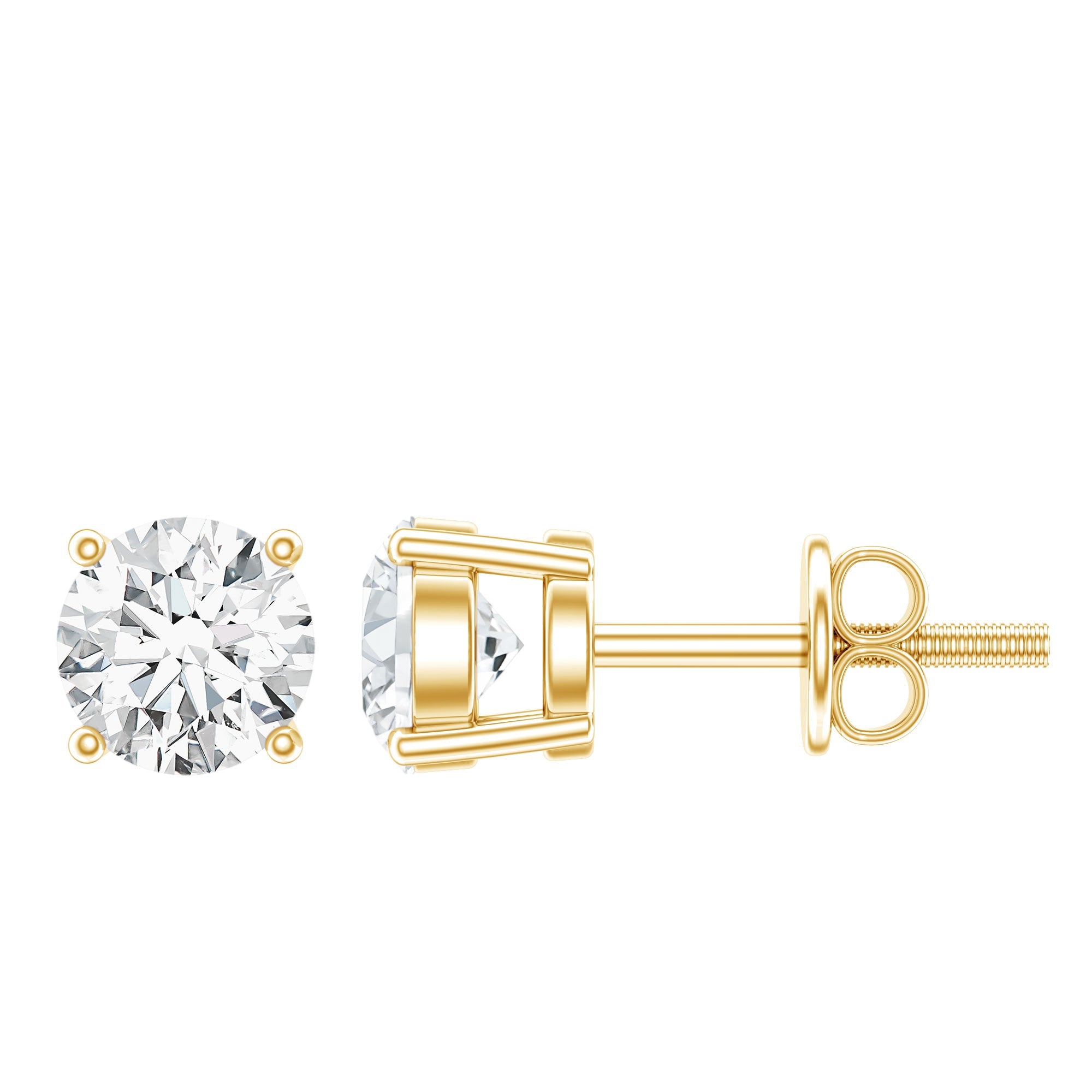 5 MM Round Moissanite Solitaire Screw Back Stud Earrings