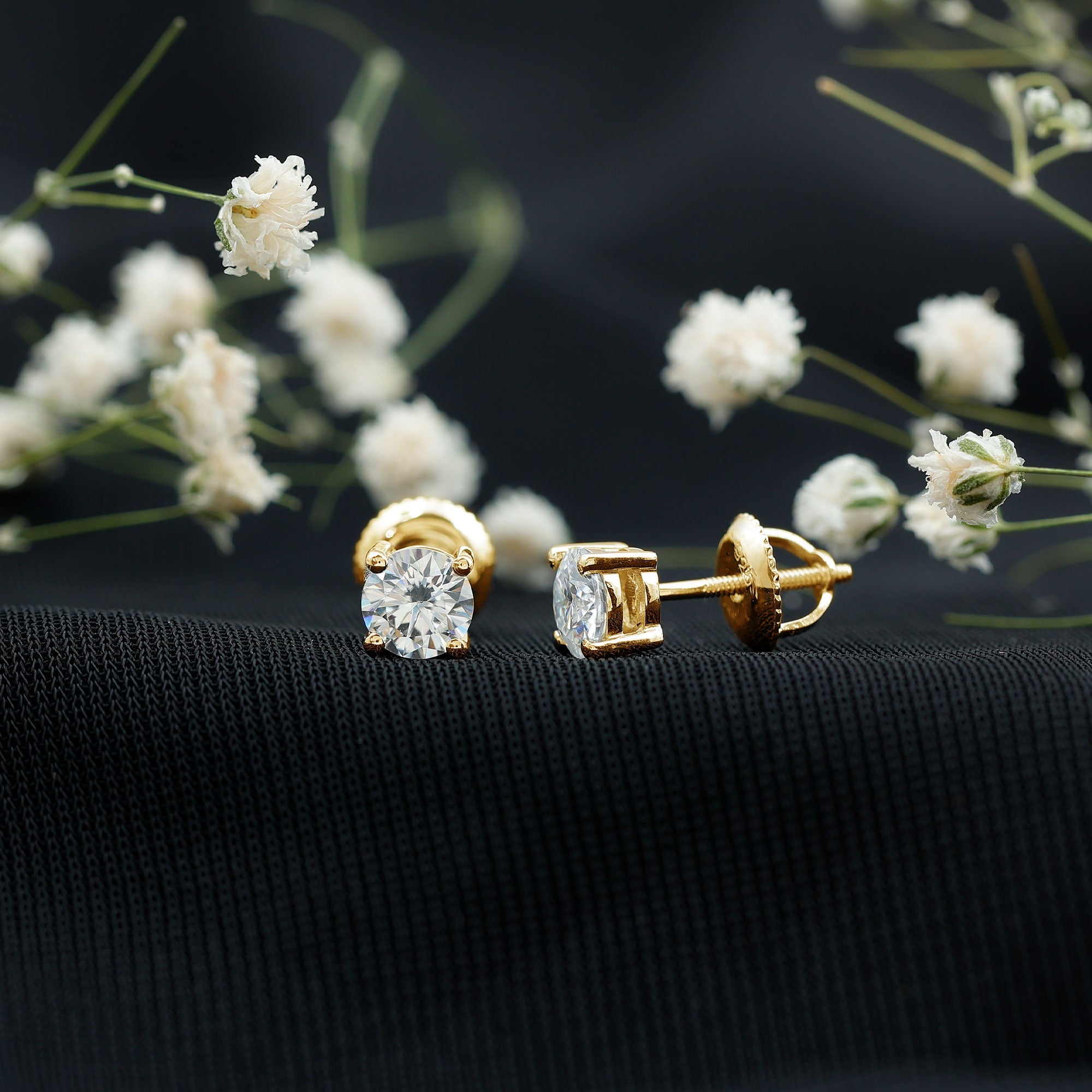 5 MM Round Moissanite Solitaire Screw Back Stud Earrings