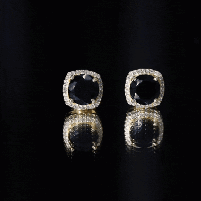 Lab Grown Black and White Diamond Halo Stud Earrings