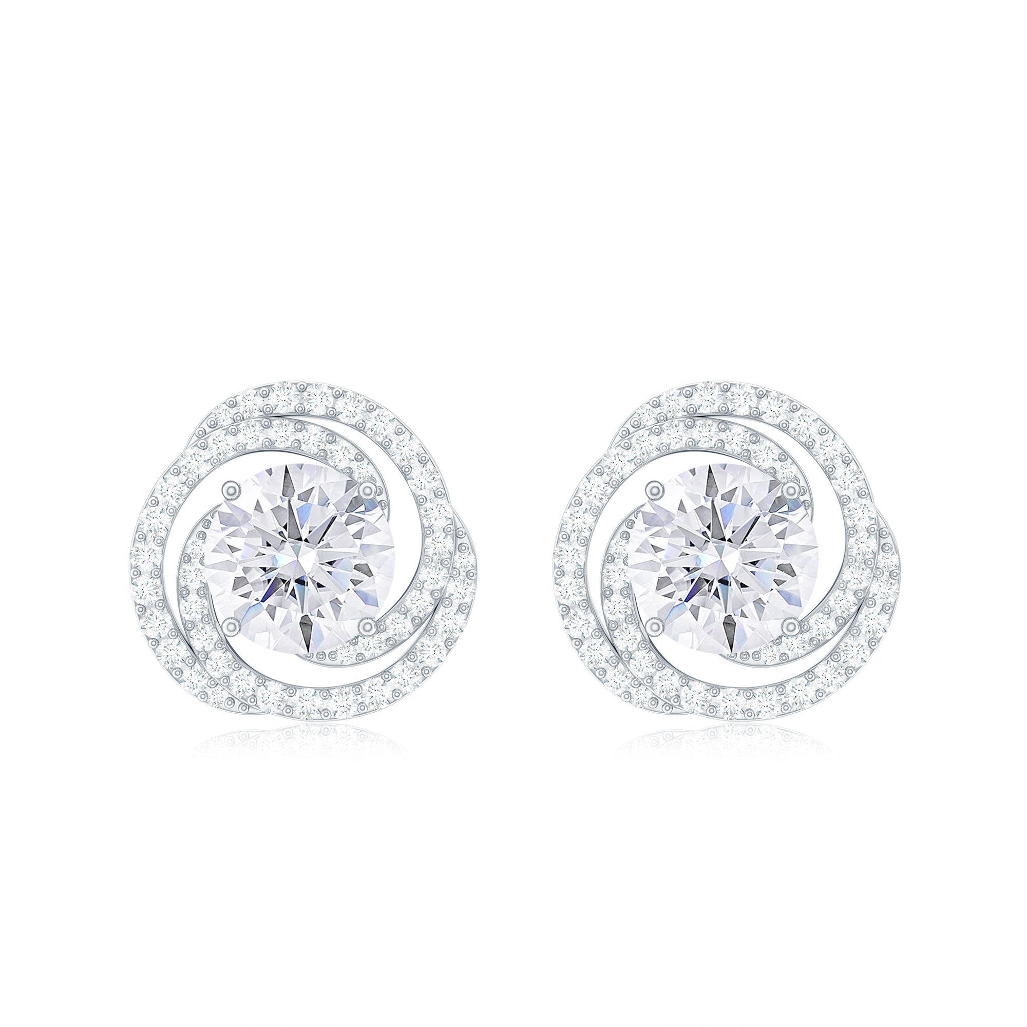 2.25 CT Moissanite Braided Halo Stud Earrings
