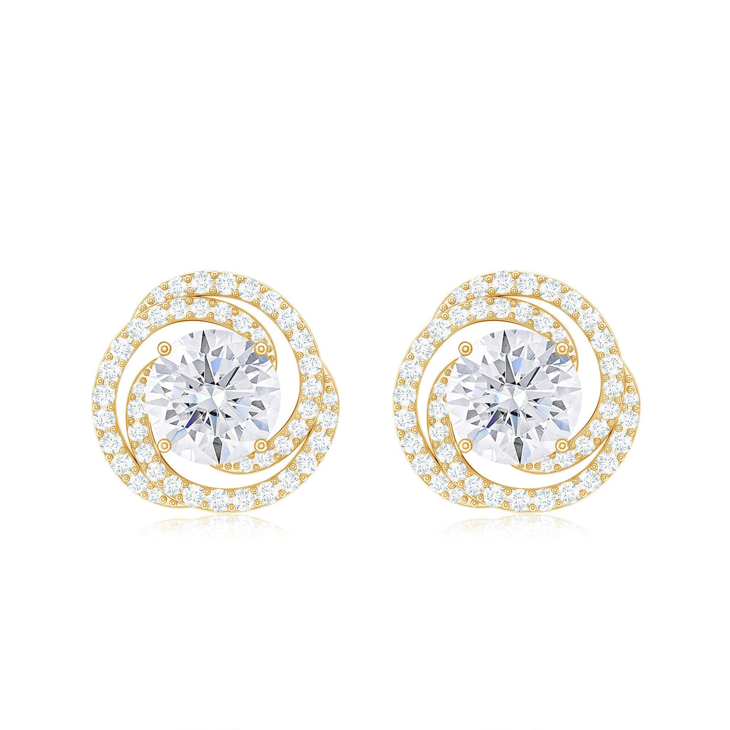 2.25 CT Moissanite Braided Halo Stud Earrings