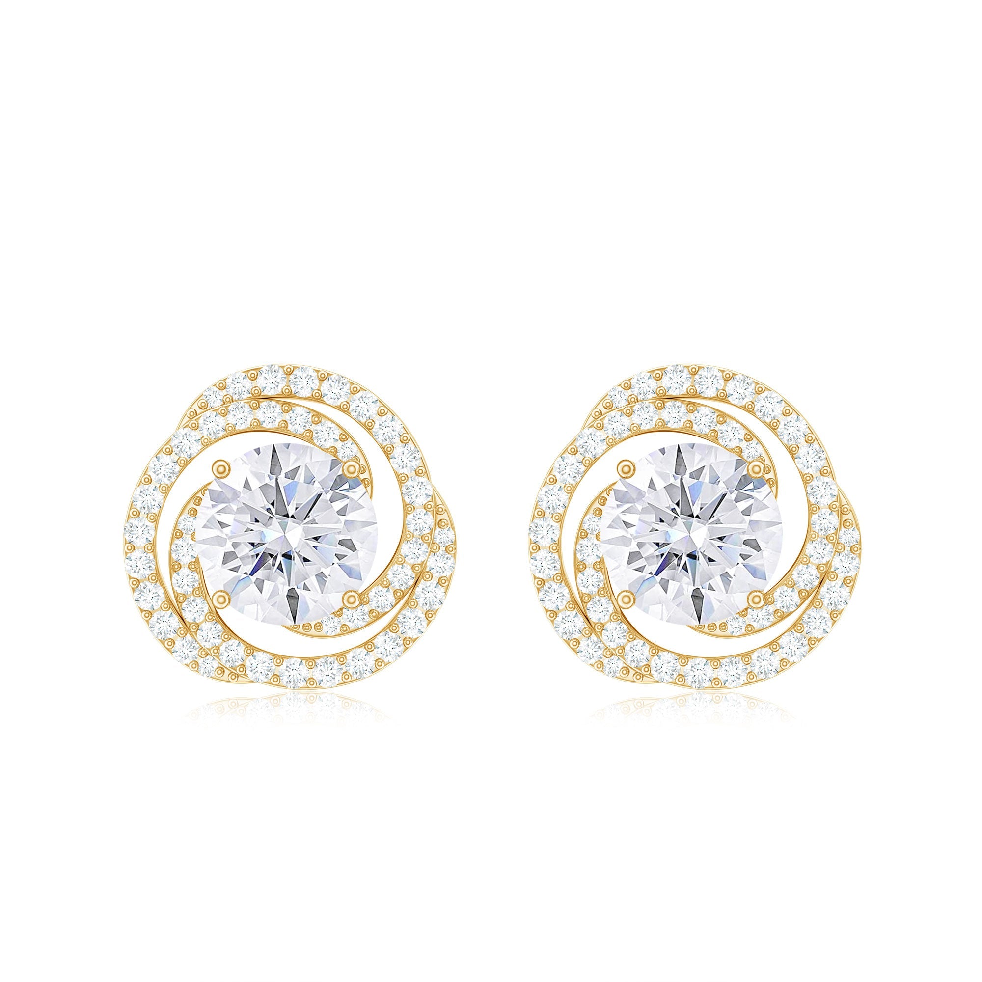 2.25 CT Moissanite Braided Halo Stud Earrings