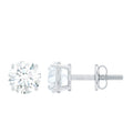 1 CT Round Shape Moissanite Solitaire Stud Earrings with Screw Back