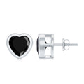 Bezel Set Black Onyx Heart Stud Earring