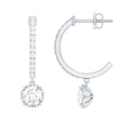 Sterling Silver Moissanite Hoop Drop Earrings for Women