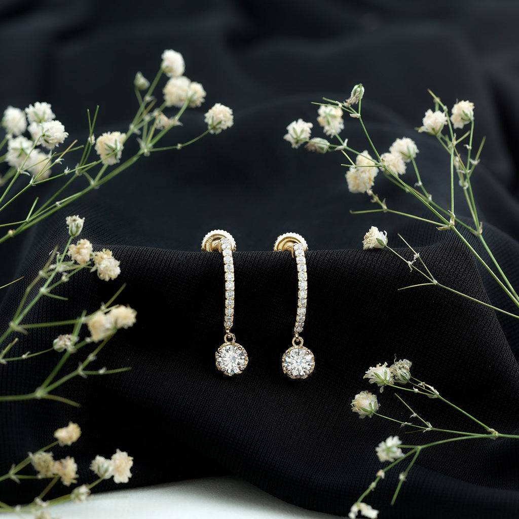 Moissanite Hoop Drop Earrings For Her