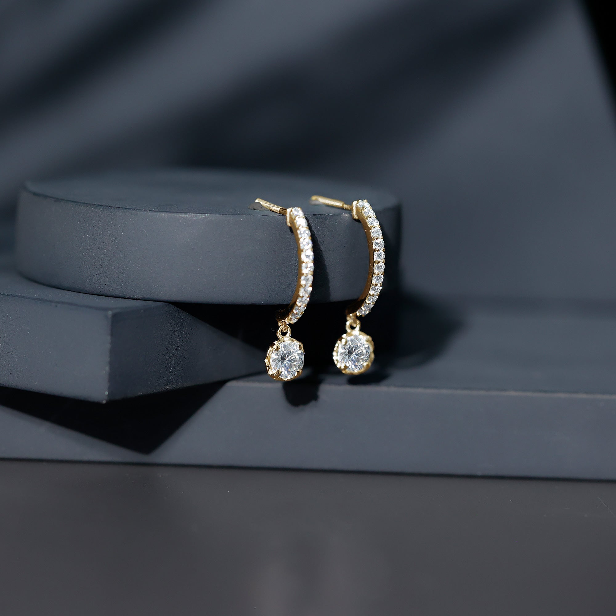 Moissanite Hoop Drop Earrings For Her