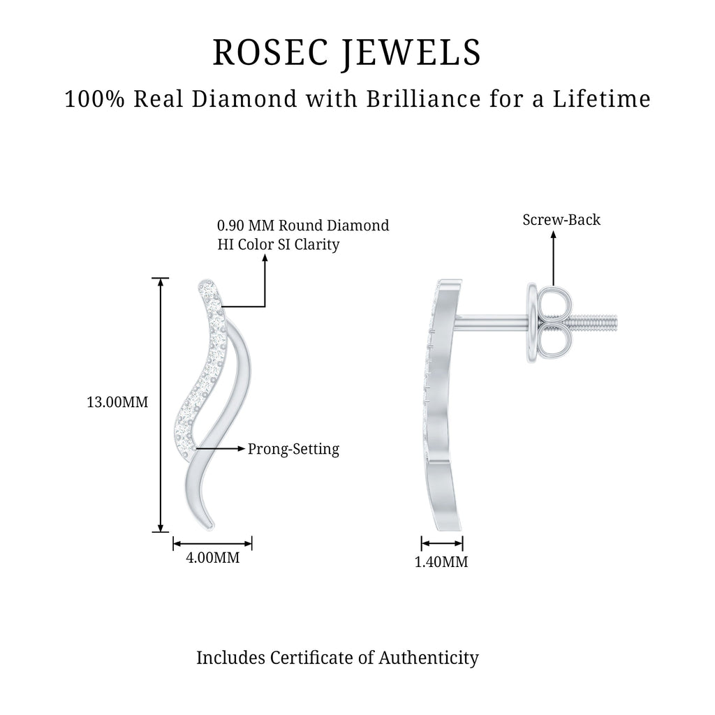 Prong Set Diamond Leaf Stud Earrings for Women