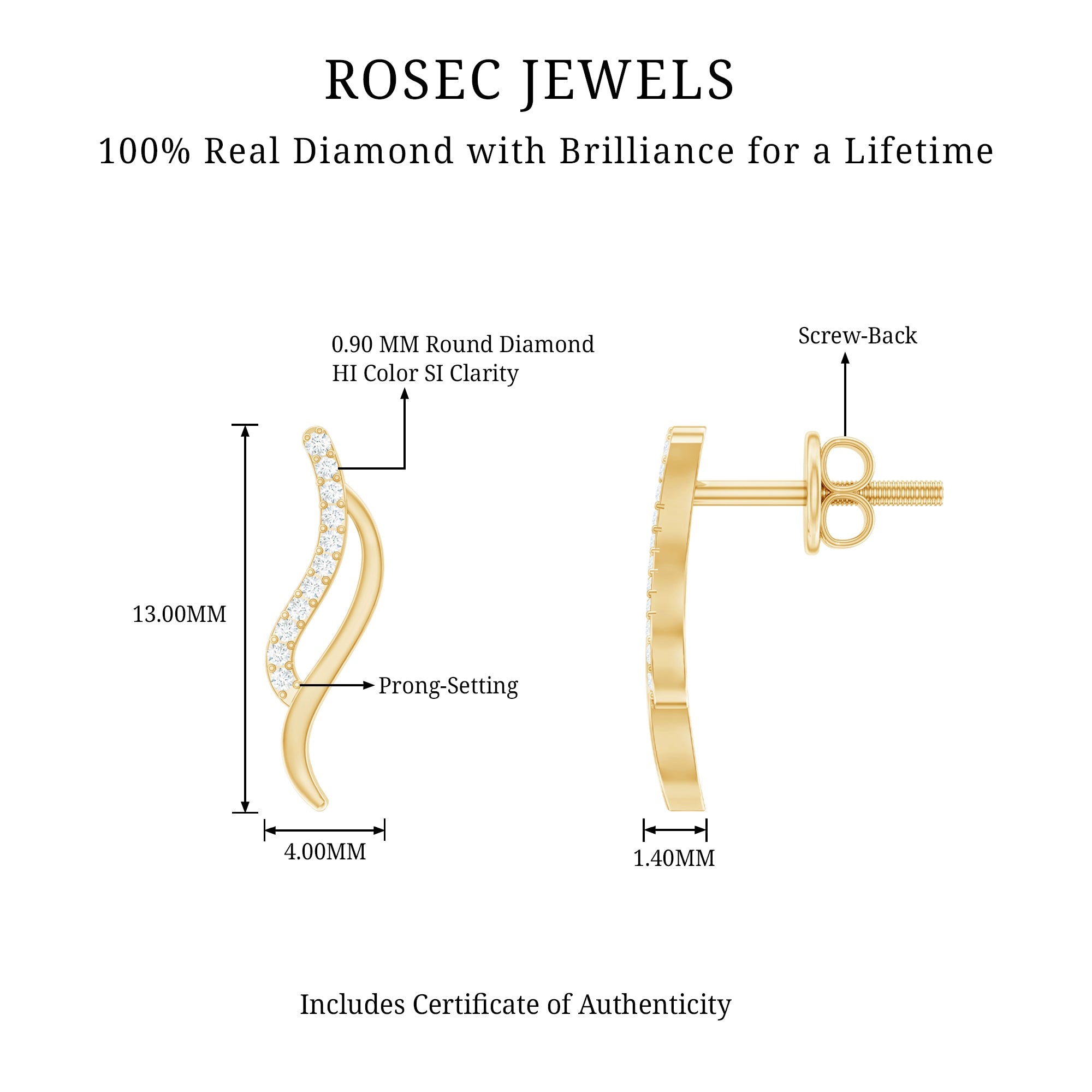 Prong Set Diamond Leaf Stud Earrings for Women