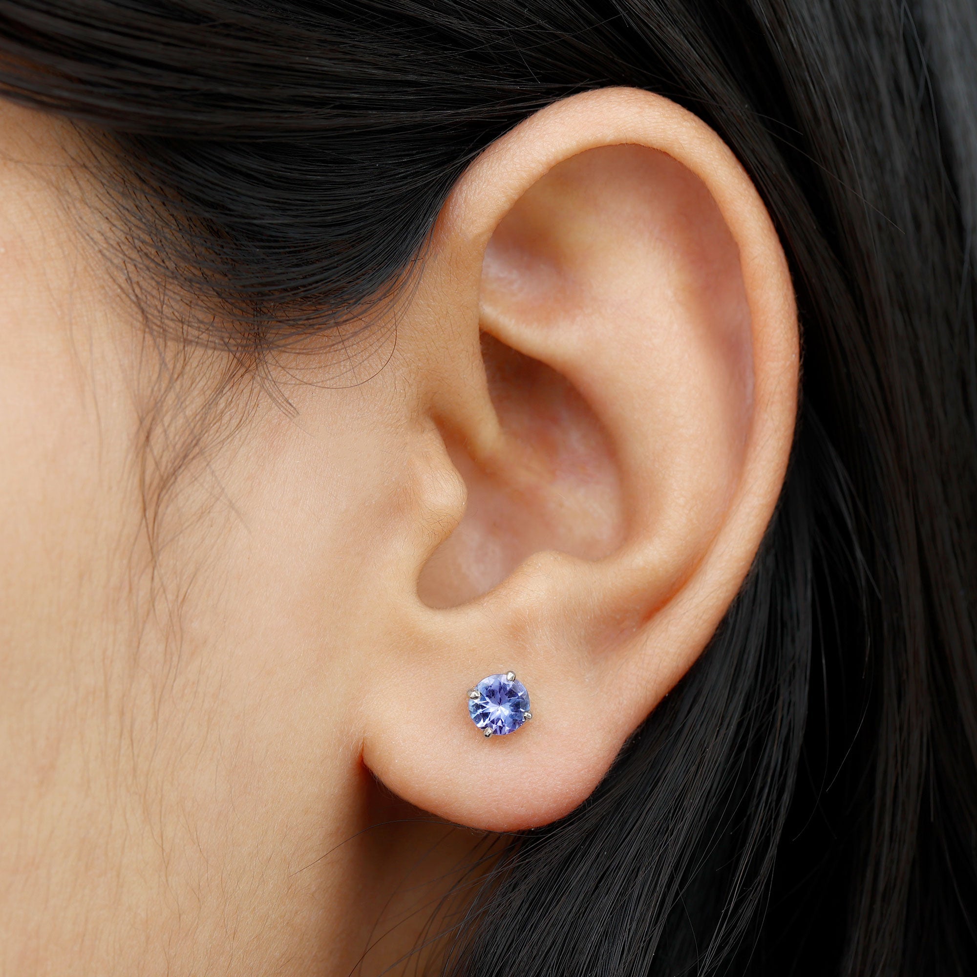 1 Carat Round Cut Tanzanite Stud Earrings for Women
