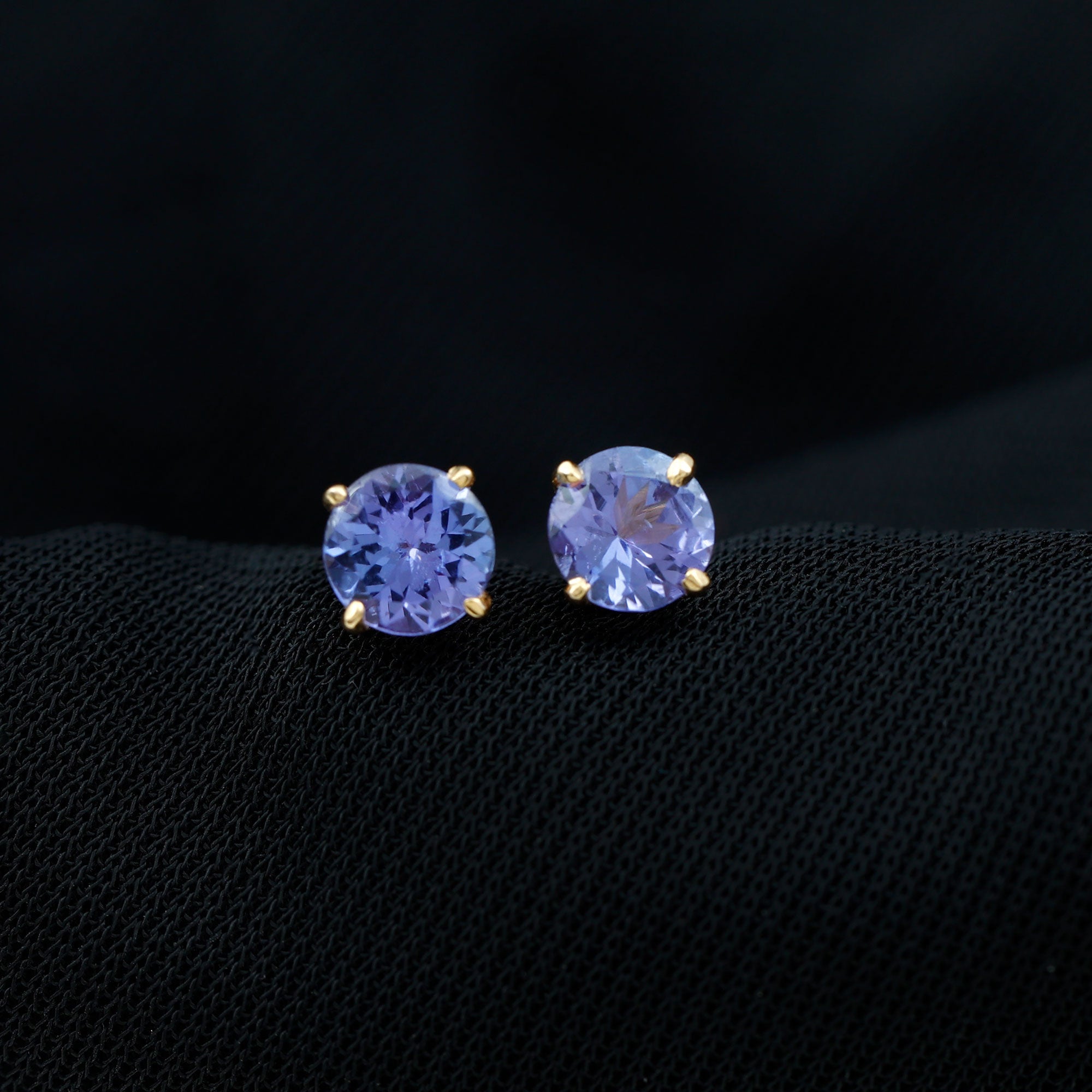 1 Carat Round Cut Tanzanite Stud Earrings for Women