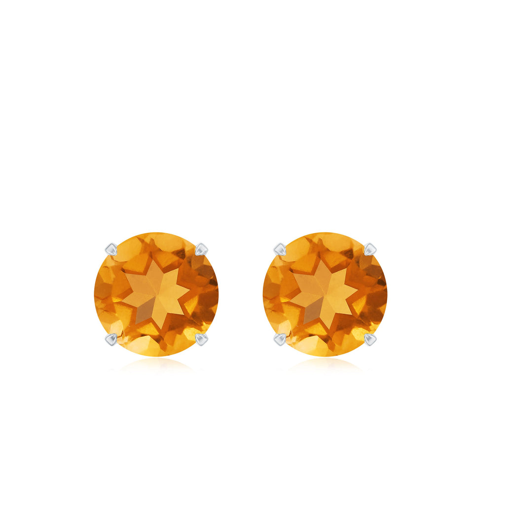 1 CT Round Cut Citrine Solitaire Stud Earrings with Certificate