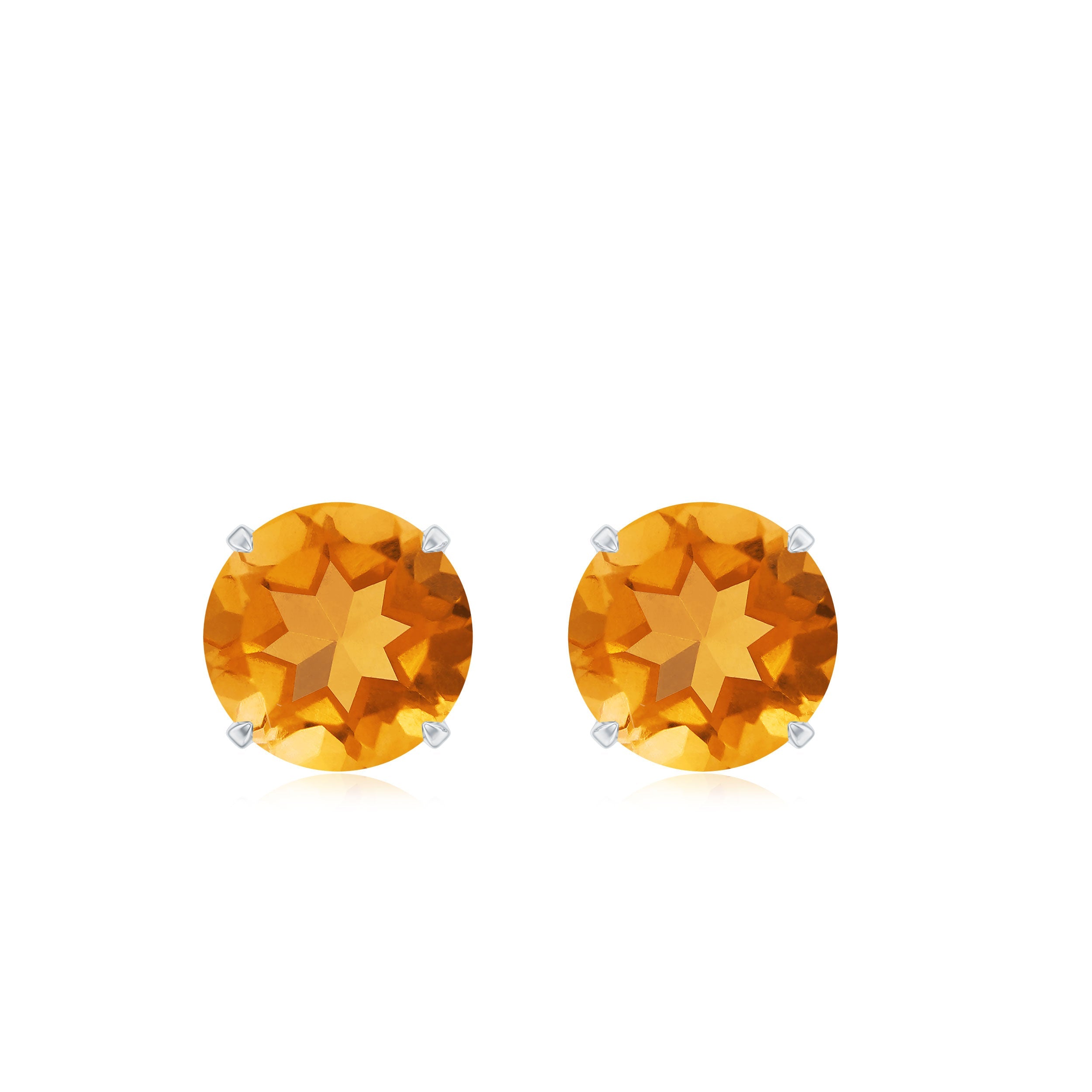 1 CT Round Cut Citrine Solitaire Stud Earrings with Certificate
