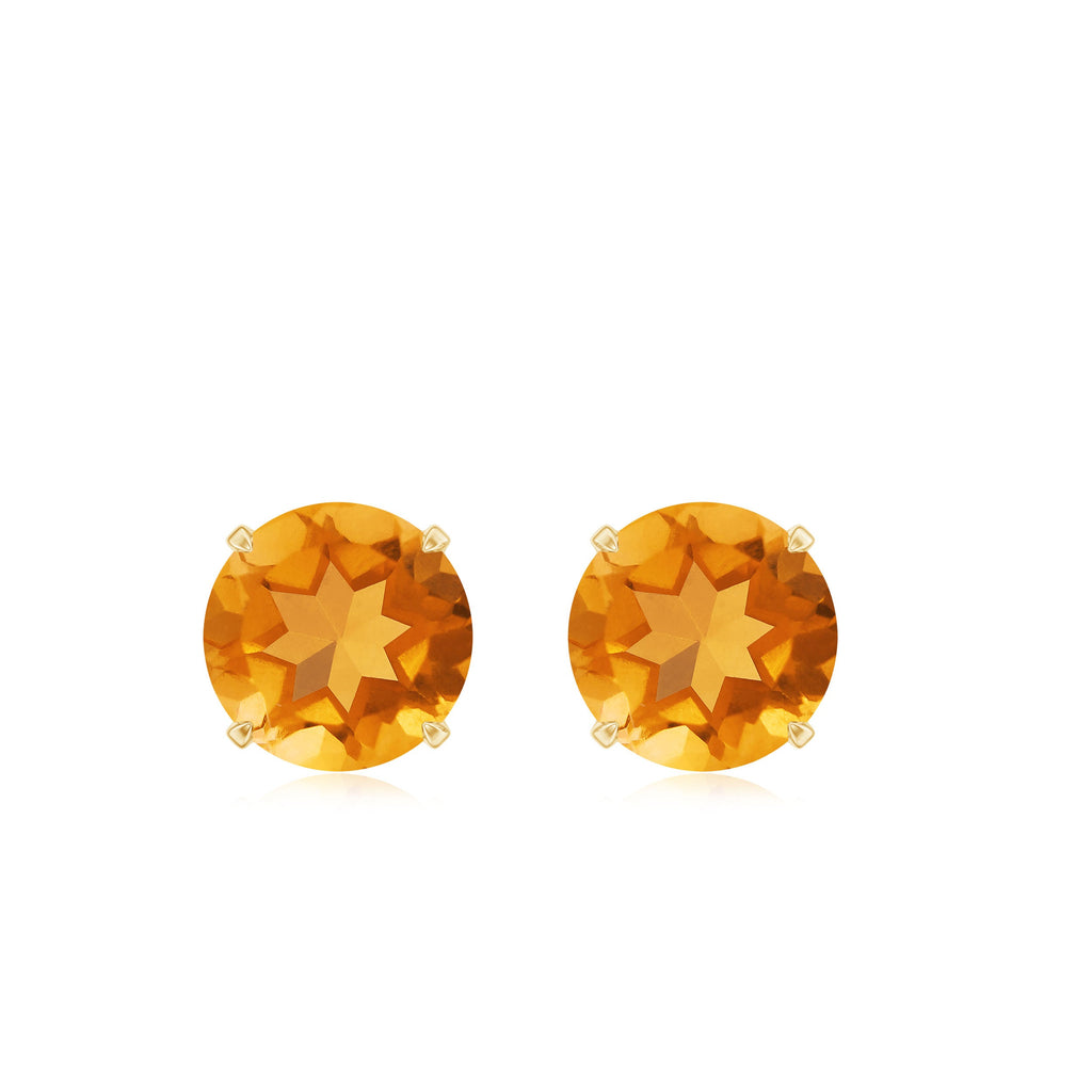 1 CT Round Cut Citrine Solitaire Stud Earrings with Certificate