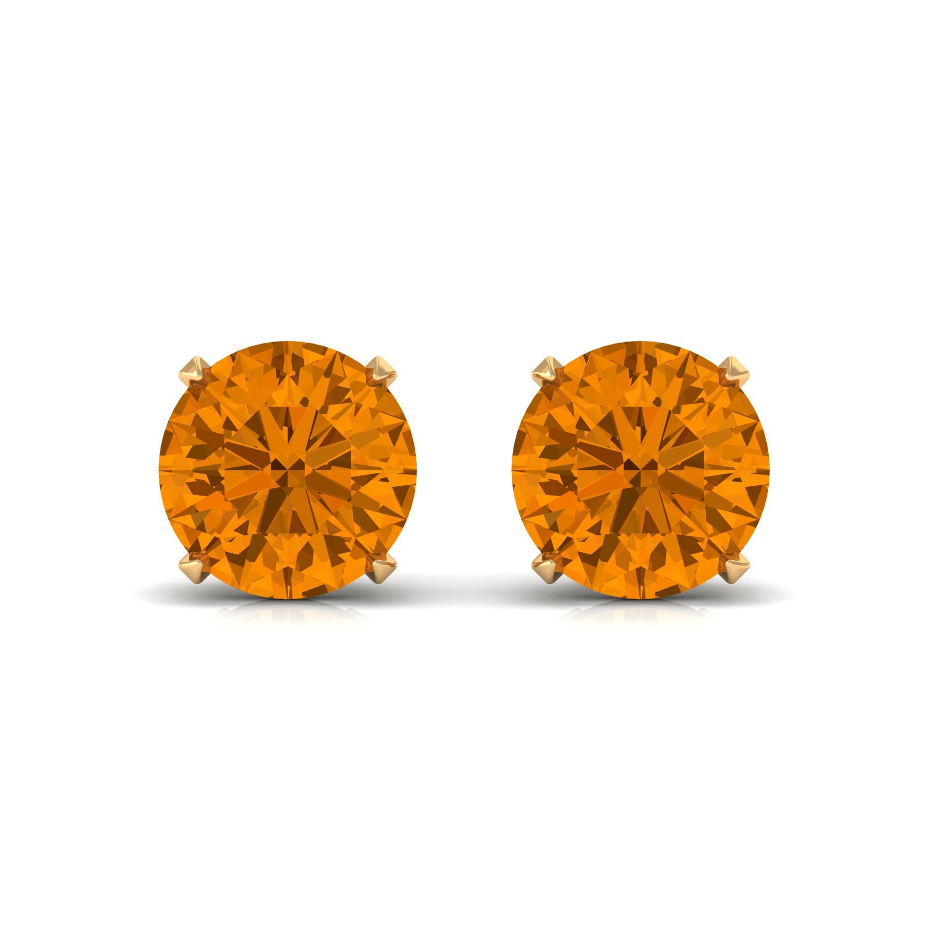 1 CT Round Cut Citrine Solitaire Stud Earrings with Certificate