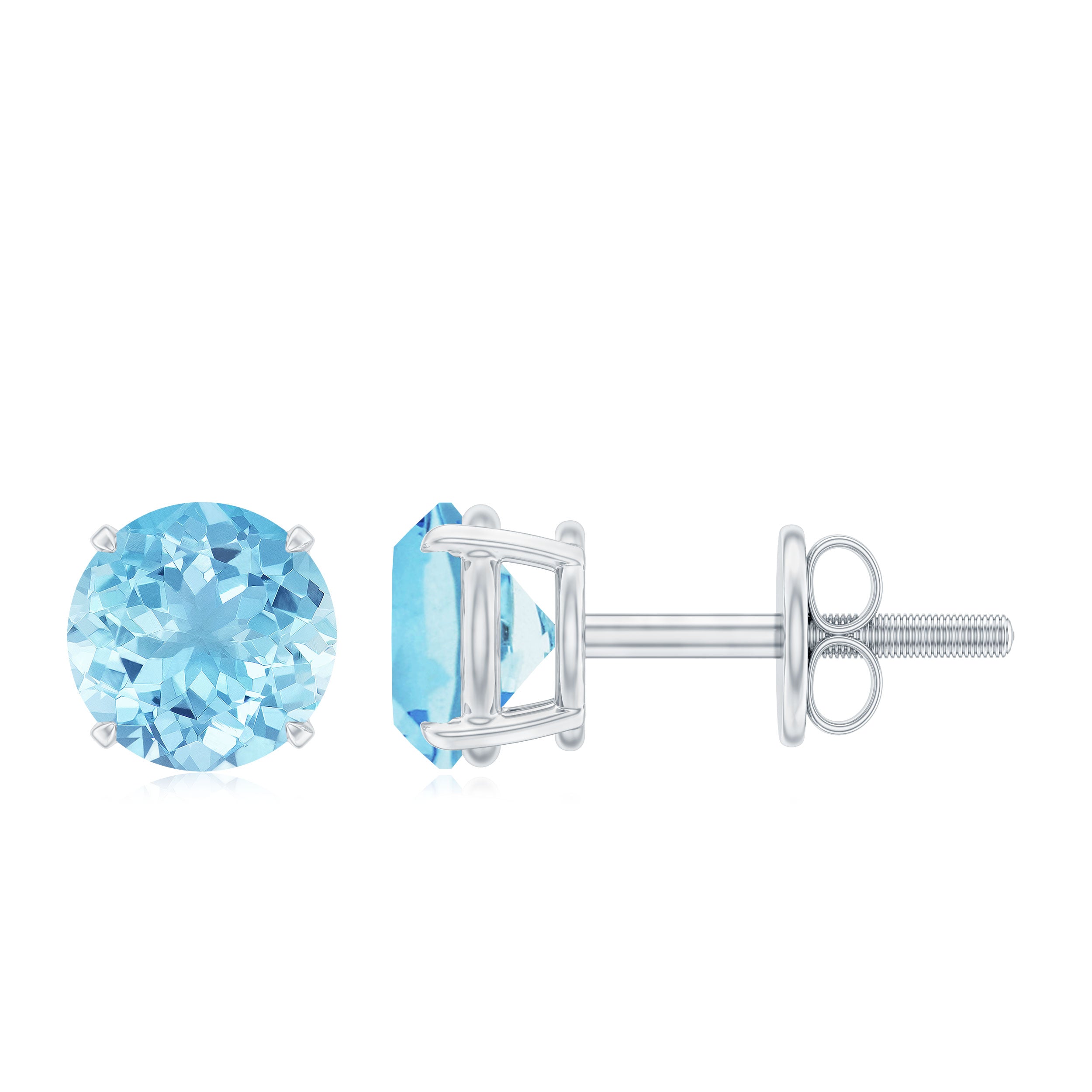 Certified Natural Aquamarine Everyday Earrings with Screw Back